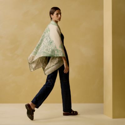 美品 エルメス スペースダービー シルク マフラー レディース 白 ホワイト 黒 エルメス HERMES ストール マフラー 白 小物 カシミヤ レディース 114